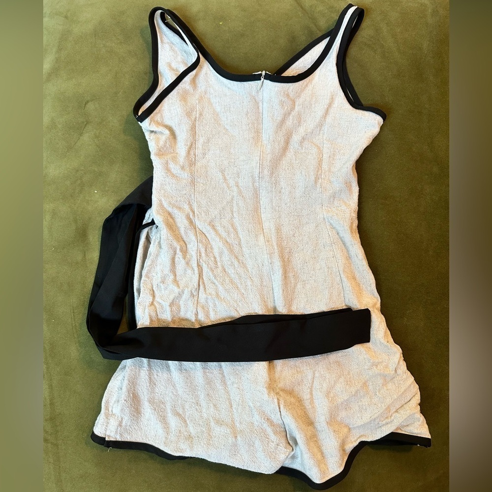 Cream with Black Trim Wrap Style Romper - Picture 5 of 6